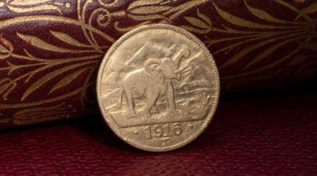 These distinctive coins were struck in Tabora, in modern-day Tanzania, then part of German East Africa. These distinctive coins were struck in Tabora, in modern-day Tanzania, then part of German East Africa.